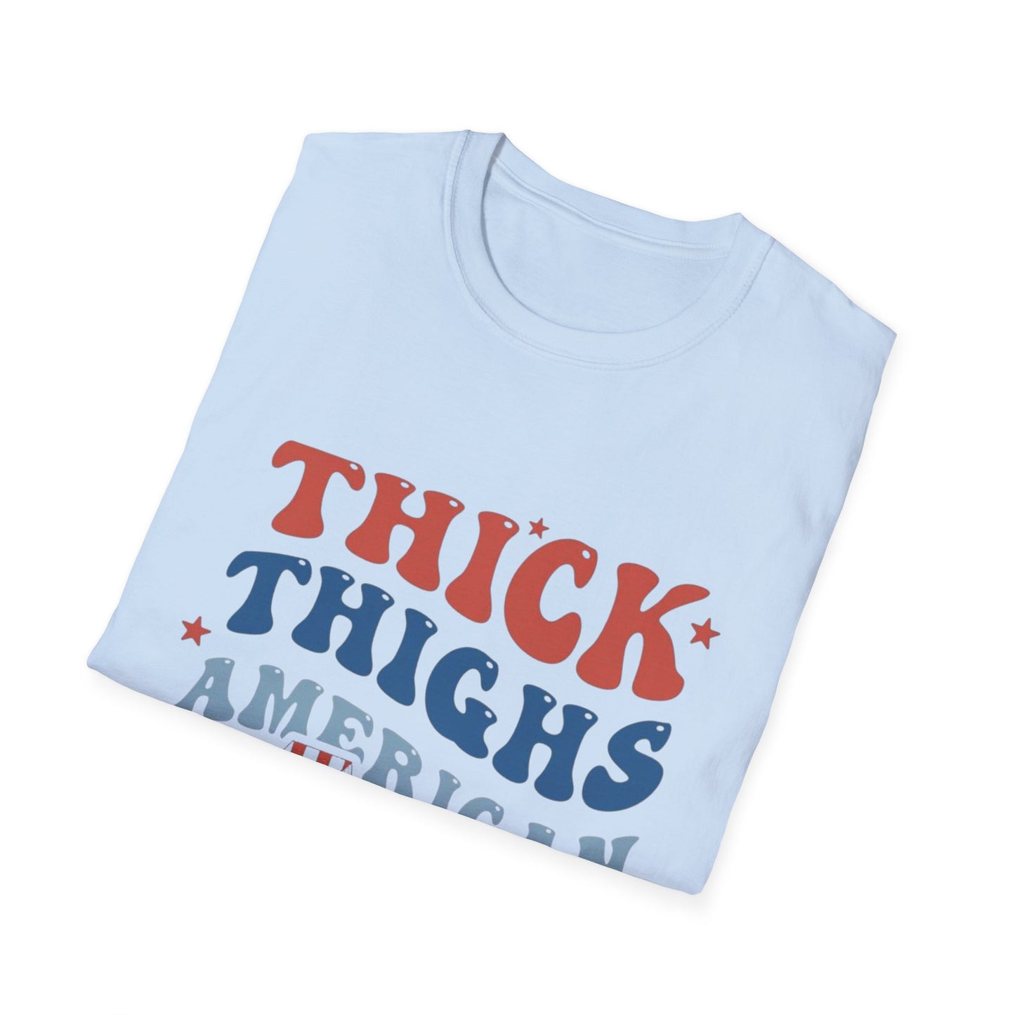 T-Shirt — "Thick Thighs American Vibes" Retro Patriotic Graphic Tee