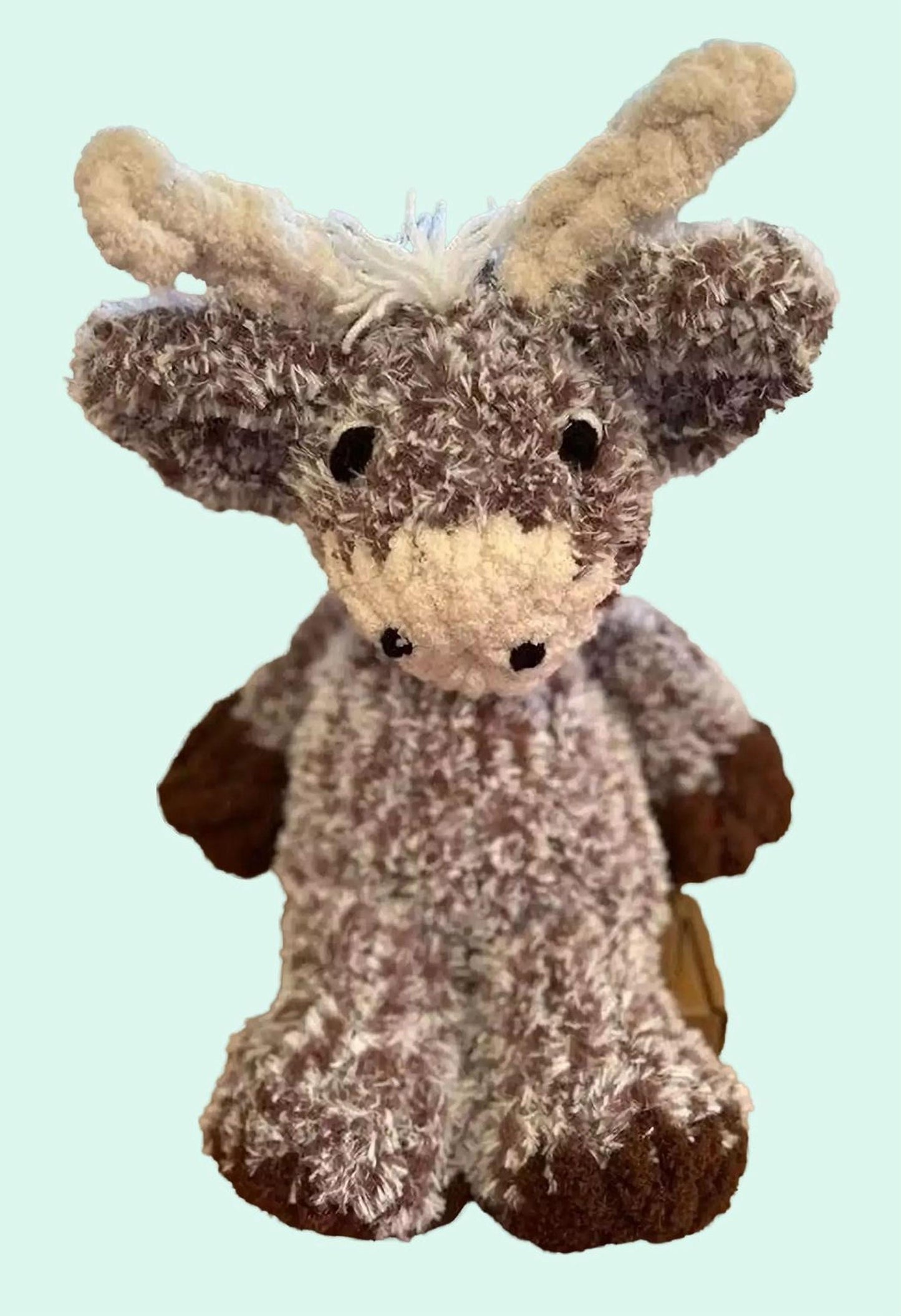 Handmade Knit Highland Cow Plush: Soft, Neutral Farm Toy