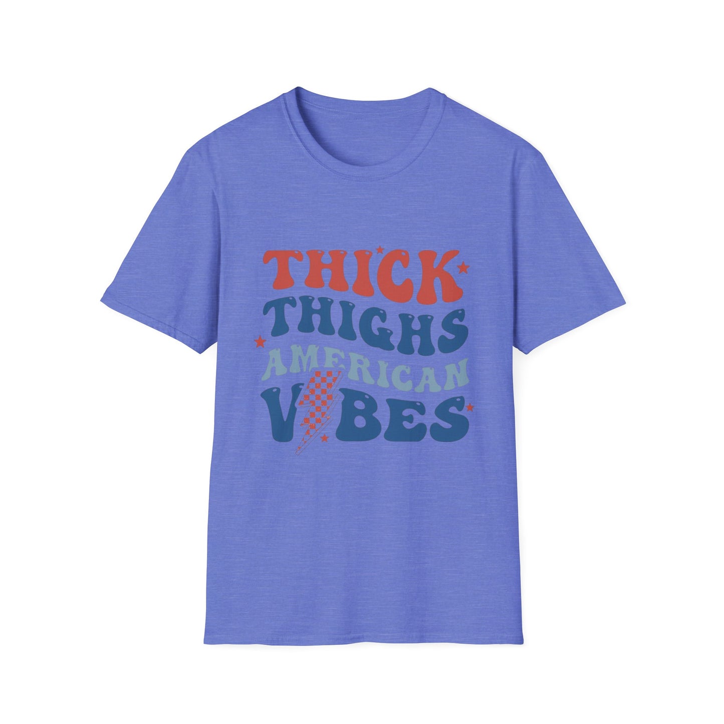 T-Shirt — "Thick Thighs American Vibes" Retro Patriotic Graphic Tee