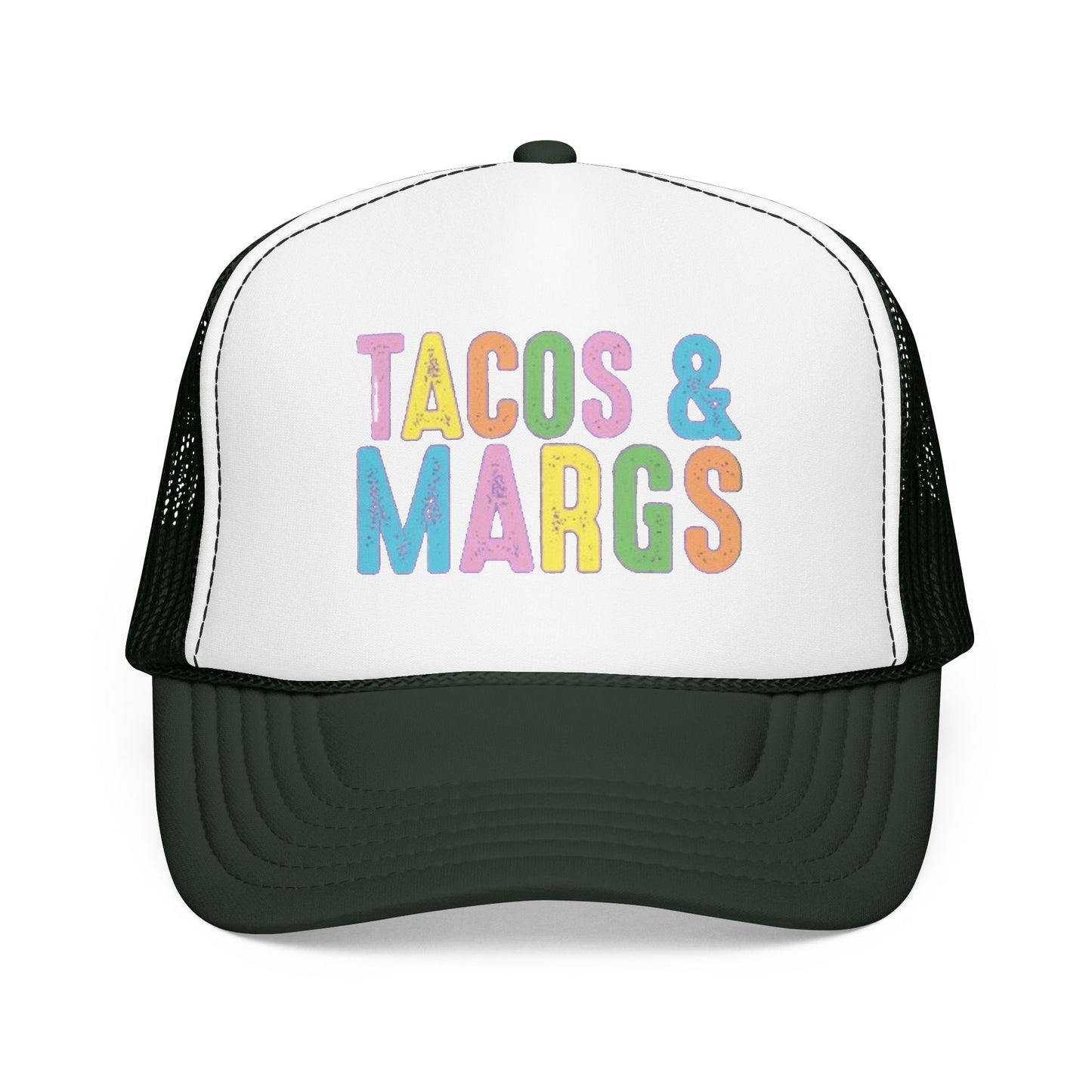 Trucker Hat — "Tacos & Margs" Colorful Retro Foam Mesh Cap