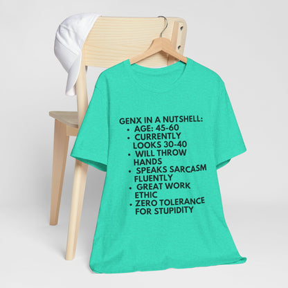 Gen X In A Nutshell Tee — Funny Vintage GenX Humor T-Shirt