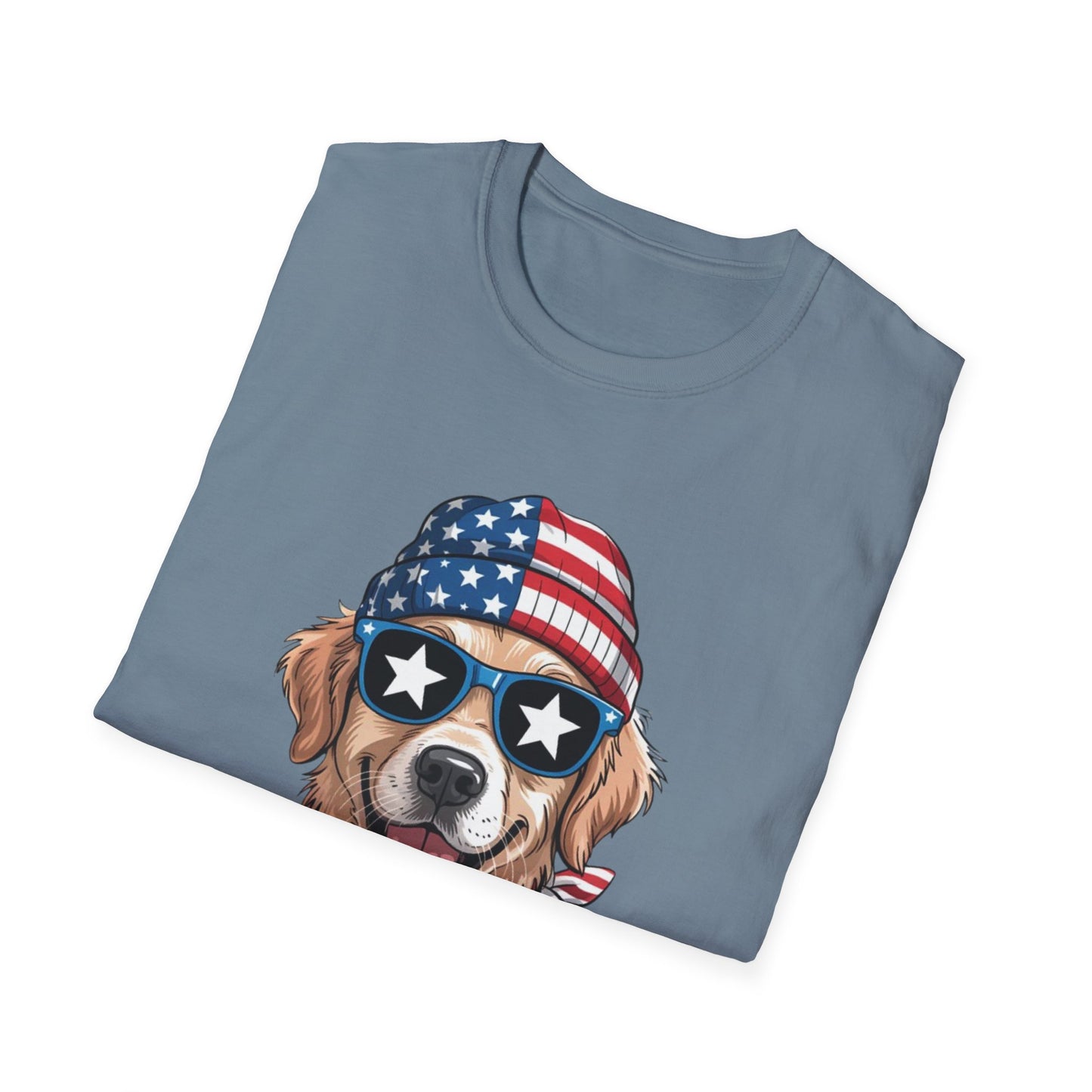 Patriotic Golden Retriever T‑Shirt — American Flag Dog Graphic Tee (4th of July)