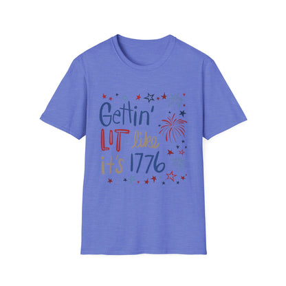 Gettin' Lit Like It's 1776 T-Shirt — Patriotic 4th of July Fireworks Tee