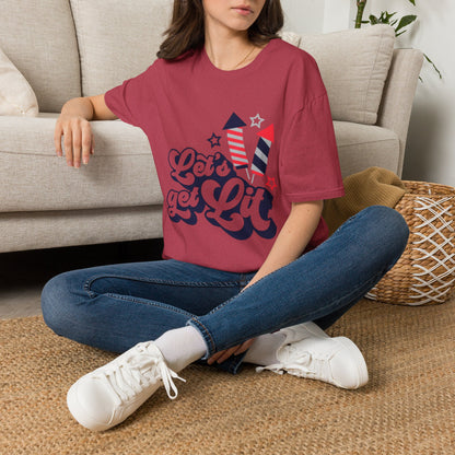 Let's Get Lit Fireworks T-Shirt — 4th of July Patriotic Party Tee