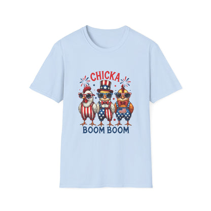 Chicka Boom Boom T-Shirt — Patriotic Trio Chickens 4th of July Tee