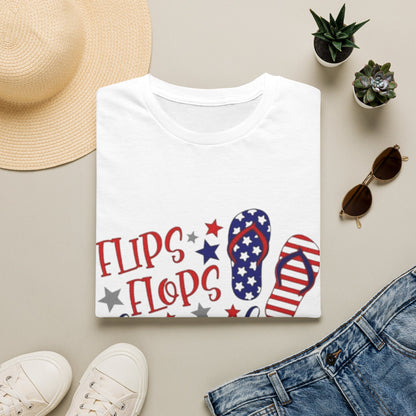 T-Shirt — "Flips Flops Fireworks & Freedom" Patriotic Fourth of July Tee