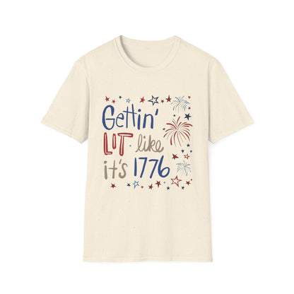 Gettin' Lit Like It's 1776 T-Shirt — Patriotic 4th of July Fireworks Tee