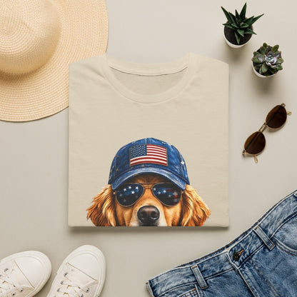 USA Golden Retriever Dog T-Shirt — Patriotic American Flag Tee