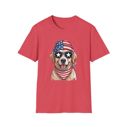 Patriotic Golden Retriever T‑Shirt — American Flag Dog Graphic Tee (4th of July)