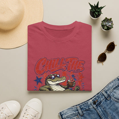 Chill The Fourth Out T‑Shirt — Retro Alligator Patriotic 4th of July Tee