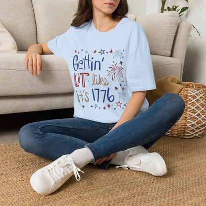 Gettin' Lit Like It's 1776 T-Shirt — Patriotic 4th of July Fireworks Tee