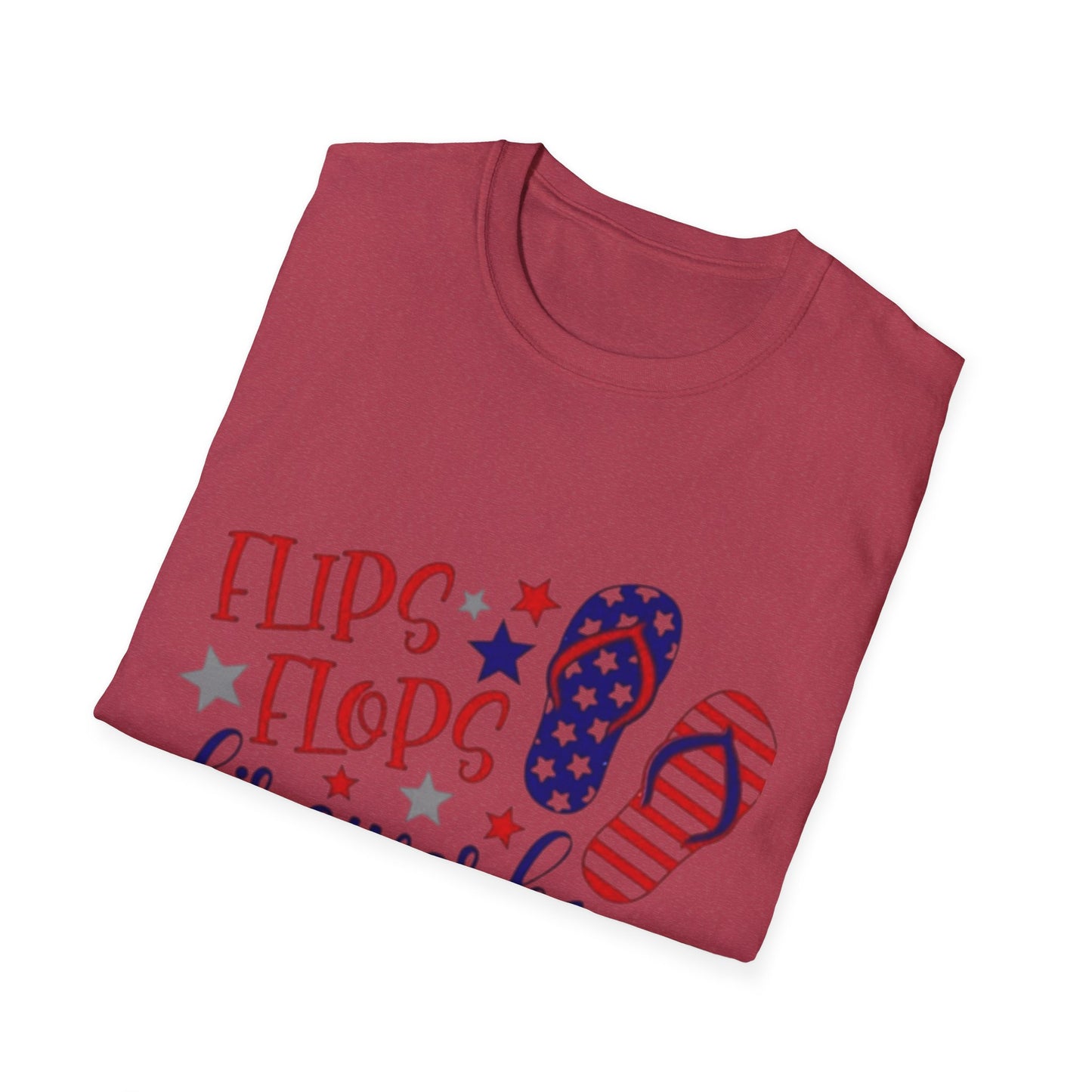 T-Shirt — "Flips Flops Fireworks & Freedom" Patriotic Fourth of July Tee