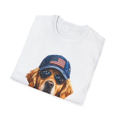 USA Golden Retriever Dog T-Shirt — Patriotic American Flag Tee