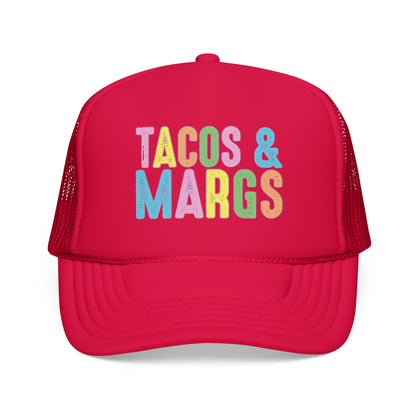 Trucker Hat — "Tacos & Margs" Colorful Retro Foam Mesh Cap
