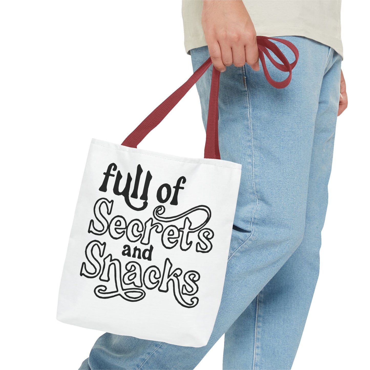 Tote Bag — "Full of Secrets and Snacks" Phrase Tote