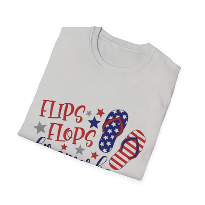 T-Shirt — "Flips Flops Fireworks & Freedom" Patriotic Fourth of July Tee