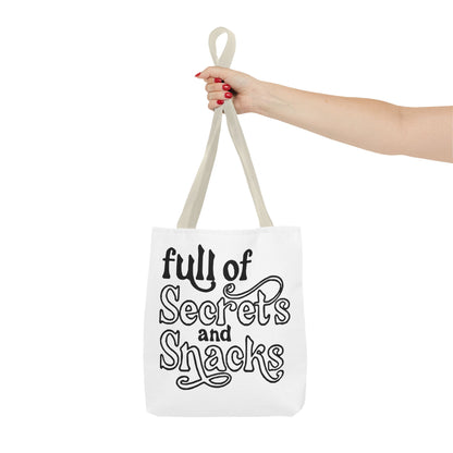 Tote Bag — "Full of Secrets and Snacks" Phrase Tote