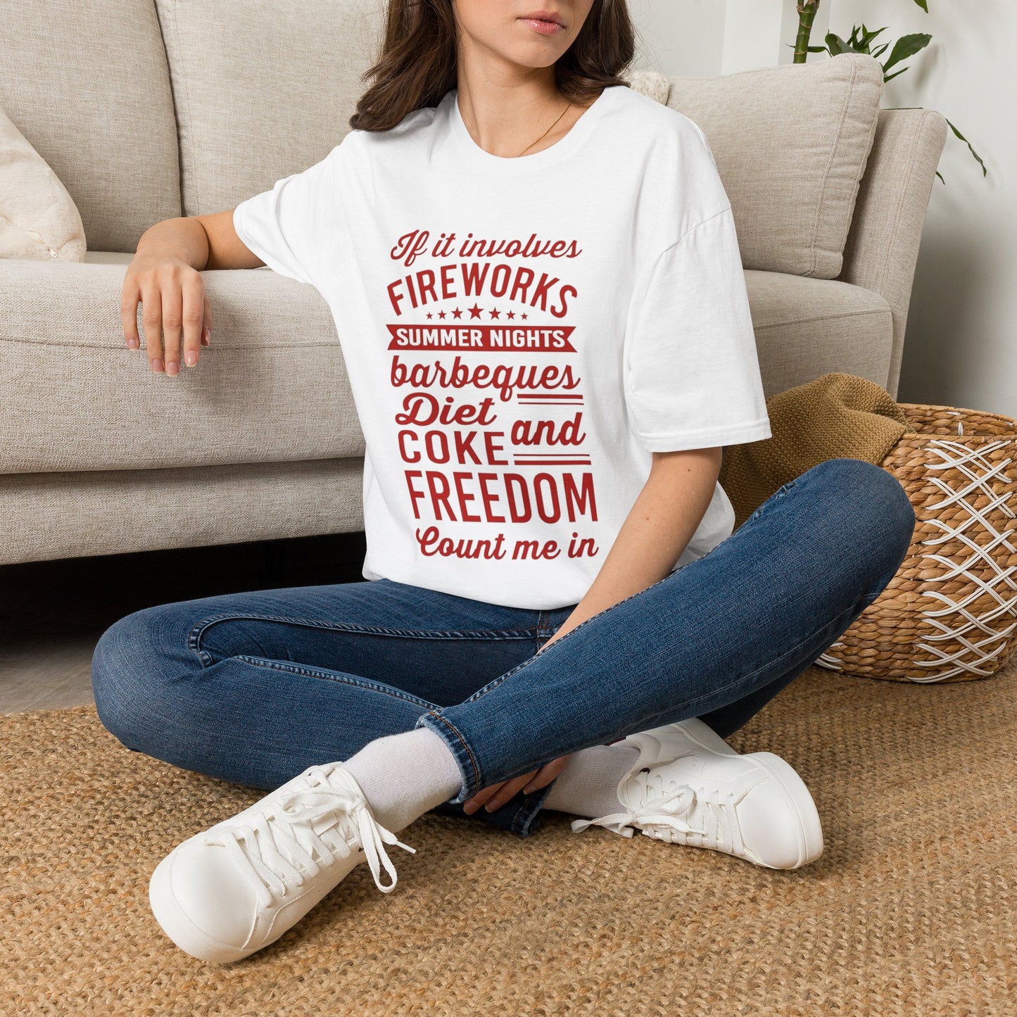 Patriotic Summer T‑Shirt — "If It Involves Fireworks, Summer Nights, Barbeques..."