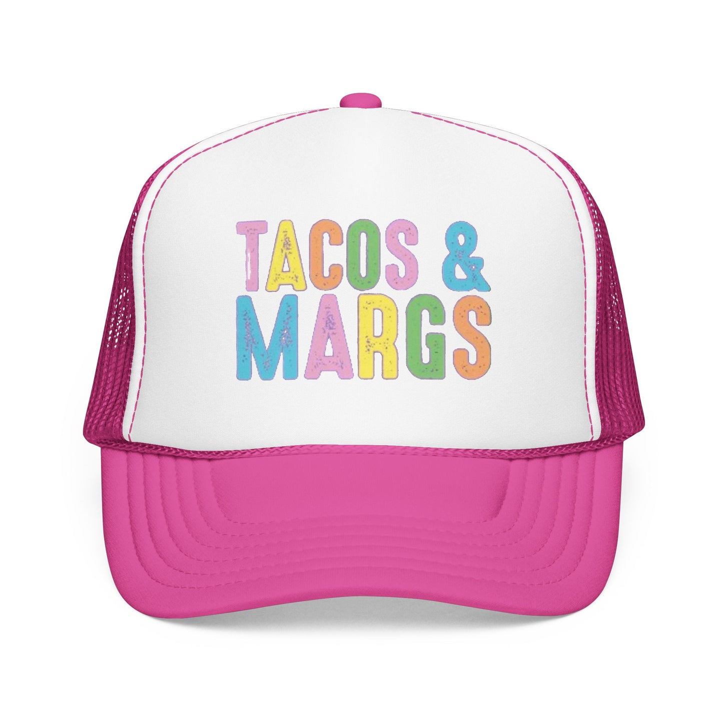 Trucker Hat — "Tacos & Margs" Colorful Retro Foam Mesh Cap