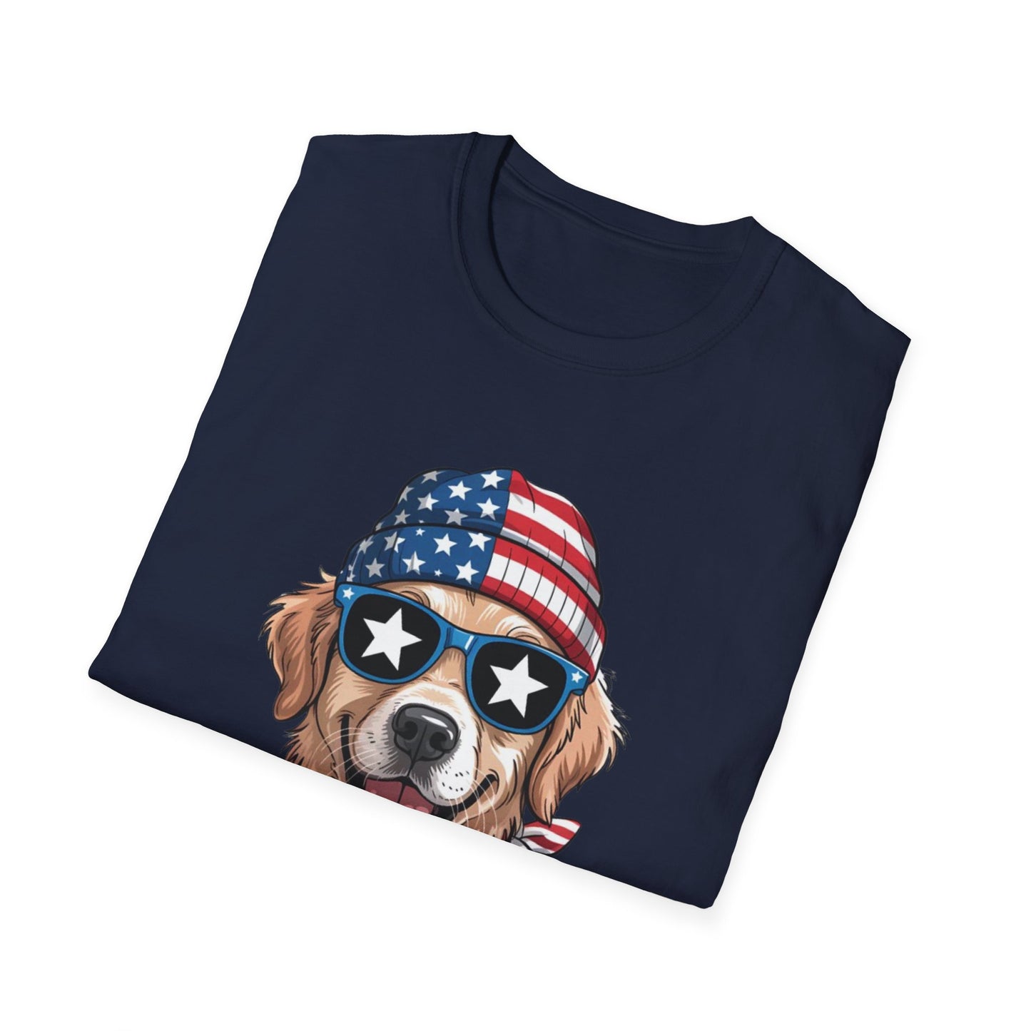 Patriotic Golden Retriever T‑Shirt — American Flag Dog Graphic Tee (4th of July)