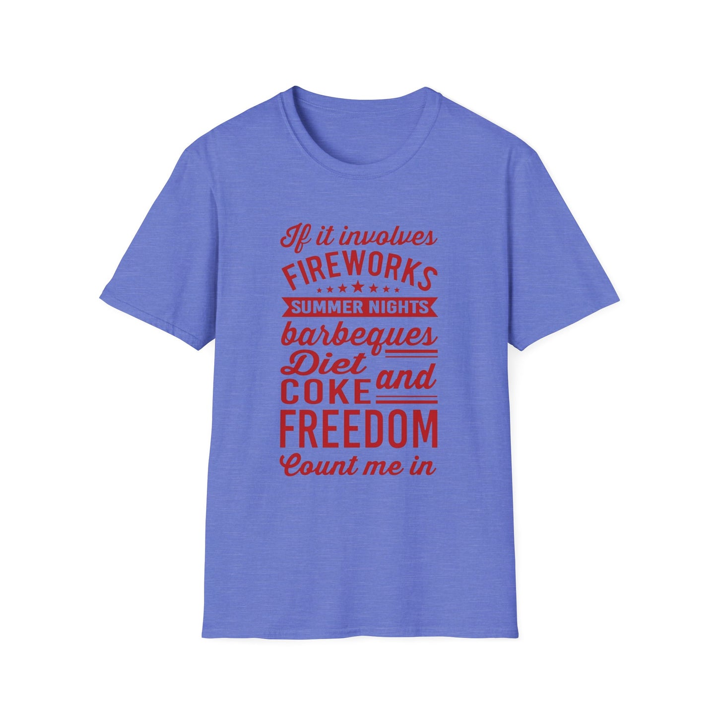 Patriotic Summer T‑Shirt — "If It Involves Fireworks, Summer Nights, Barbeques..."
