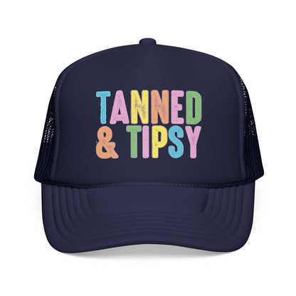 Tanned & Tipsy Trucker Hat — Colorful Summer Foam Cap