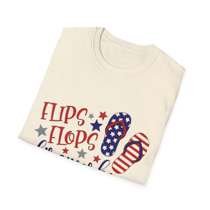 T-Shirt — "Flips Flops Fireworks & Freedom" Patriotic Fourth of July Tee