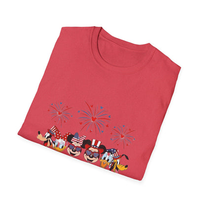 4th of July Graphic T-Shirt — Patriotic Fireworks & USA Icons Tee