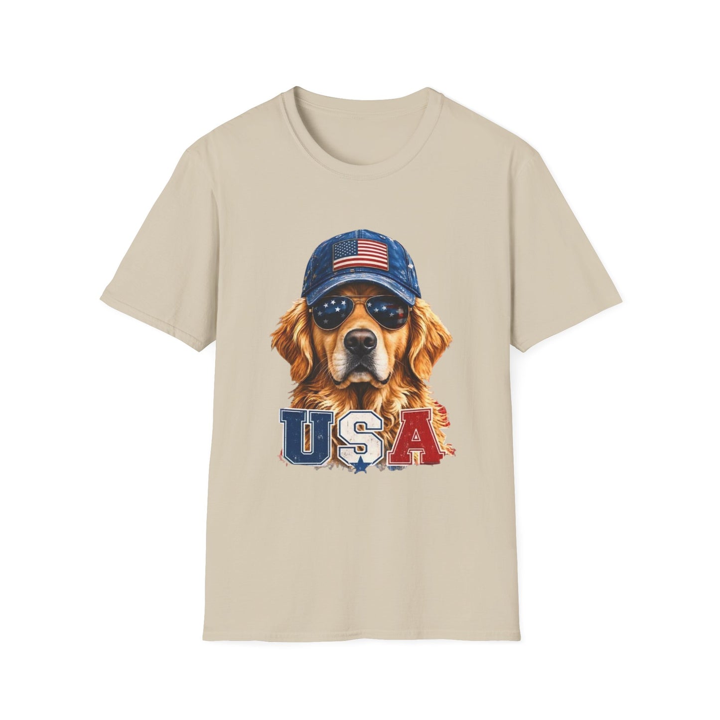 USA Golden Retriever Dog T-Shirt — Patriotic American Flag Tee