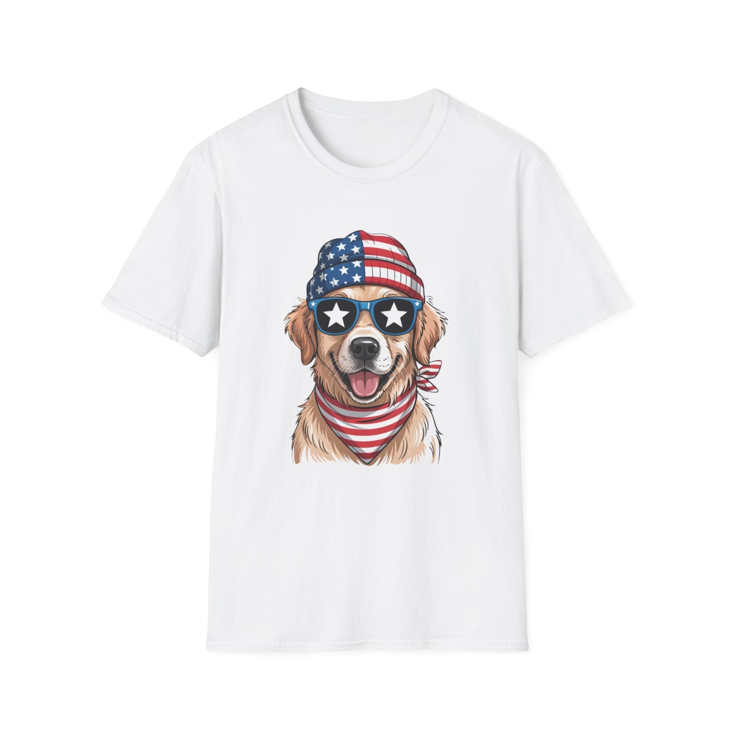 Patriotic Golden Retriever T‑Shirt — American Flag Dog Graphic Tee (4th of July)