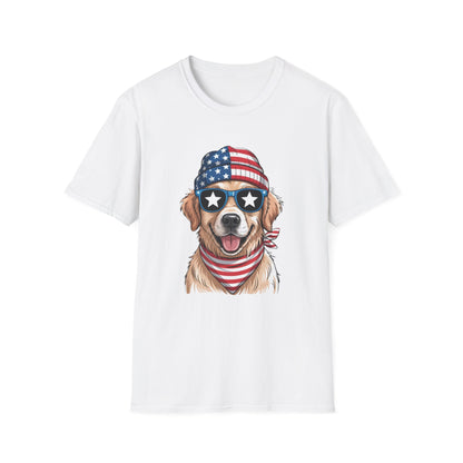 Patriotic Golden Retriever T‑Shirt — American Flag Dog Graphic Tee (4th of July)