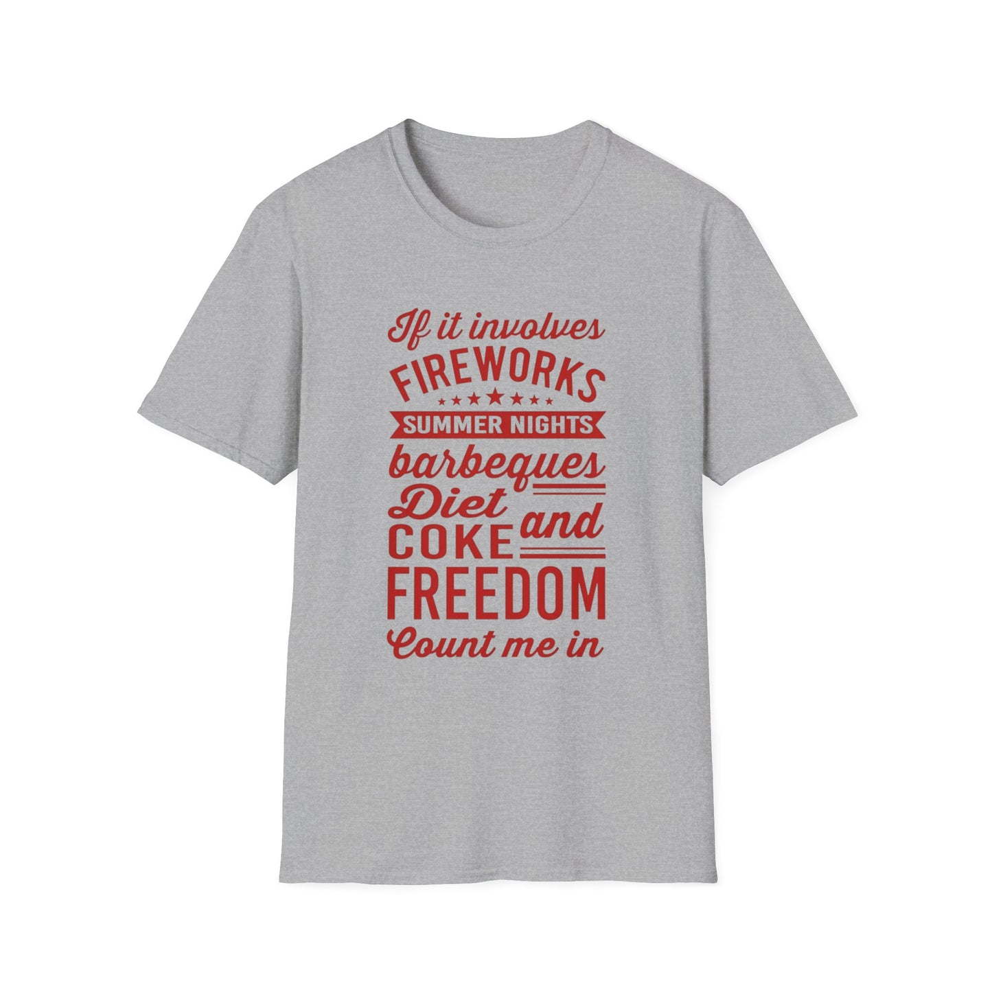 Patriotic Summer T‑Shirt — "If It Involves Fireworks, Summer Nights, Barbeques..."