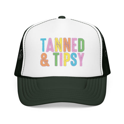 Tanned & Tipsy Trucker Hat — Colorful Summer Foam Cap