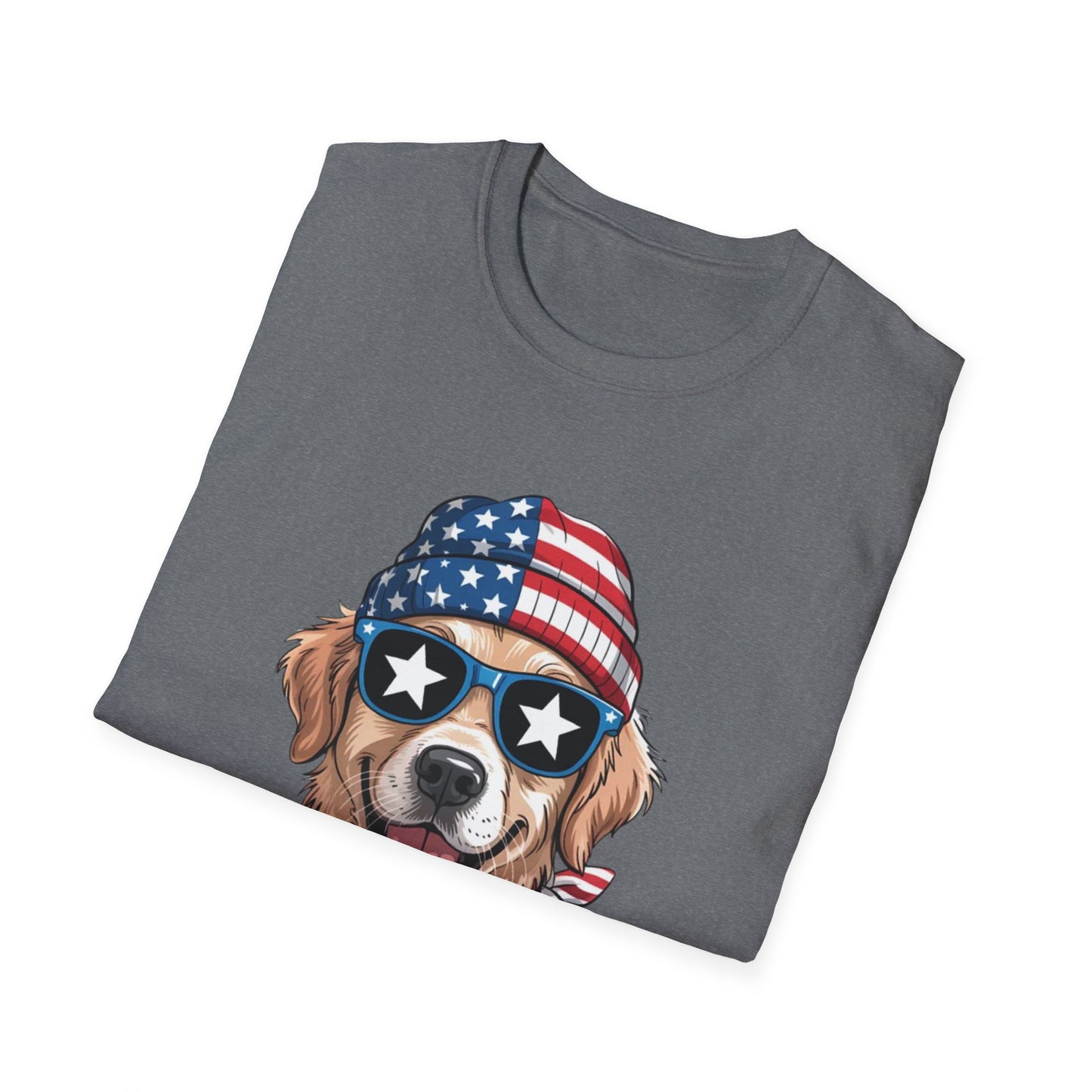 Patriotic Golden Retriever T‑Shirt — American Flag Dog Graphic Tee (4th of July)