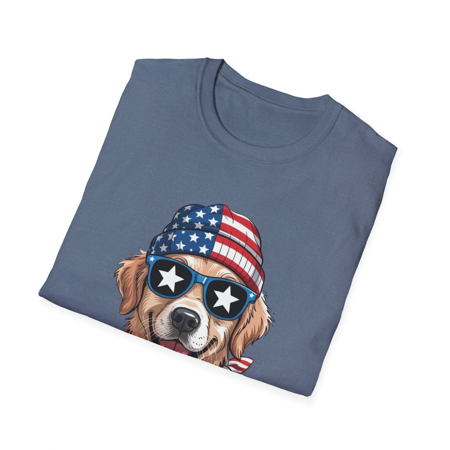 Patriotic Golden Retriever T‑Shirt — American Flag Dog Graphic Tee (4th of July)