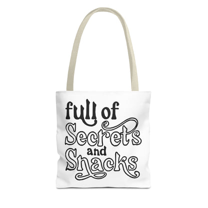 Tote Bag — "Full of Secrets and Snacks" Phrase Tote