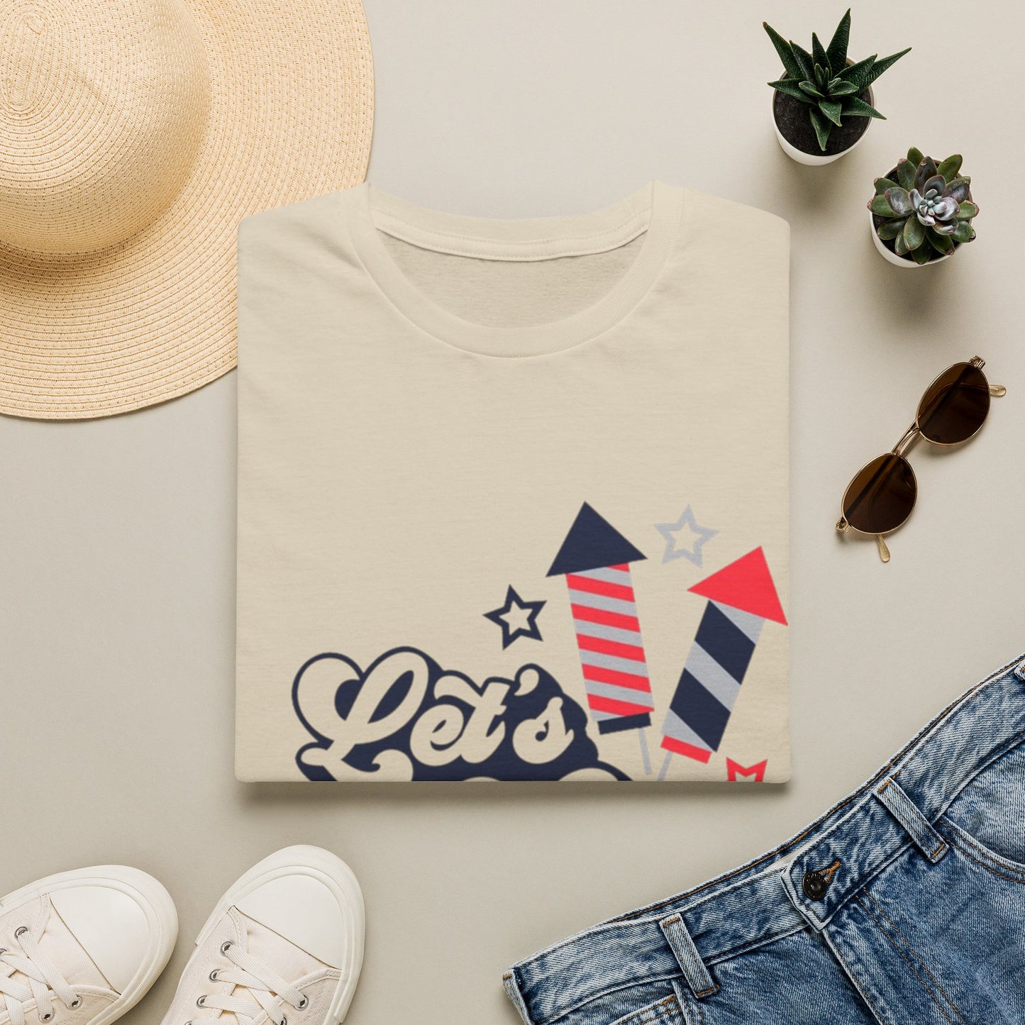 Let's Get Lit Fireworks T-Shirt — 4th of July Patriotic Party Tee