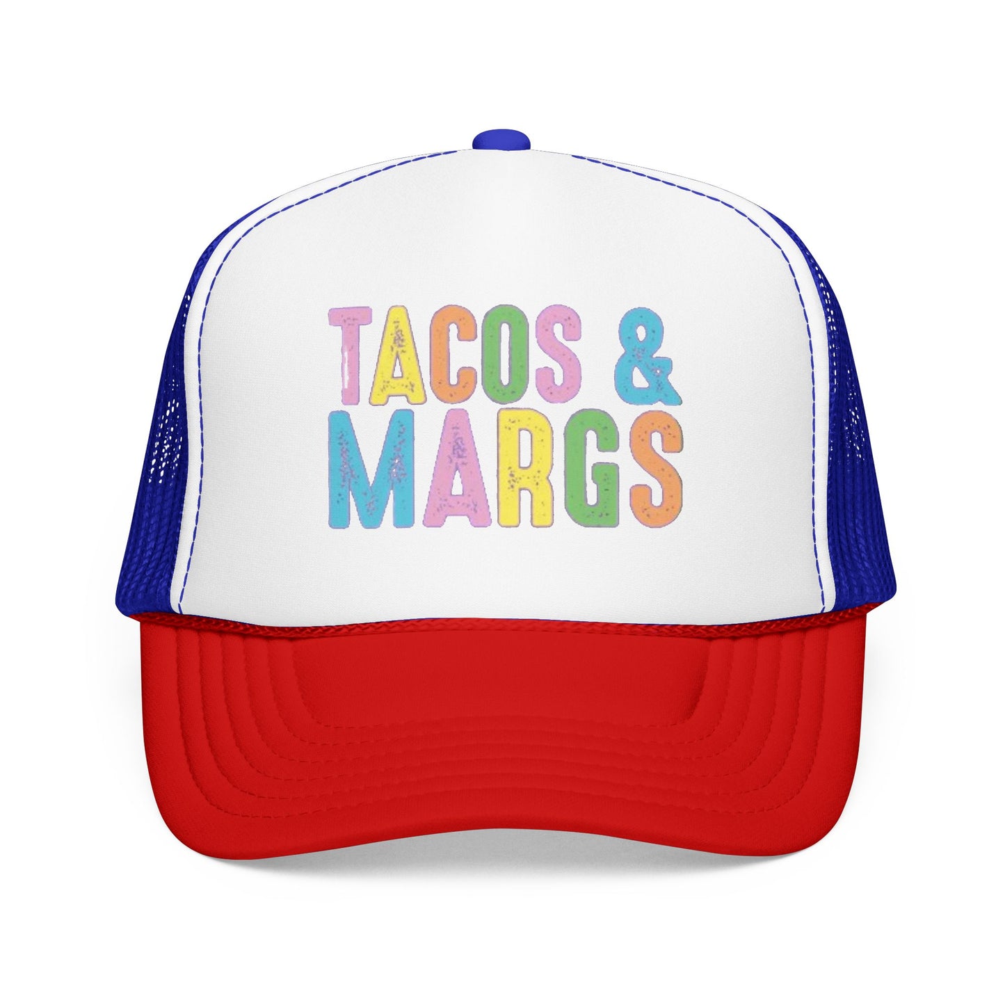 Trucker Hat — "Tacos & Margs" Colorful Retro Foam Mesh Cap