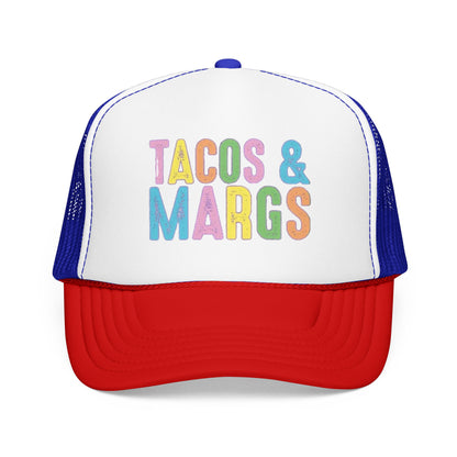 Trucker Hat — "Tacos & Margs" Colorful Retro Foam Mesh Cap