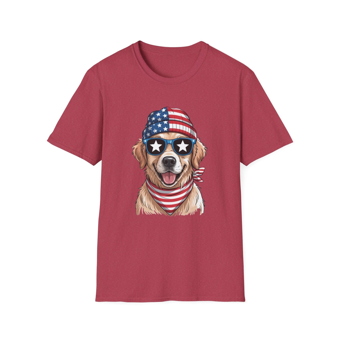 Patriotic Golden Retriever T‑Shirt — American Flag Dog Graphic Tee (4th of July)