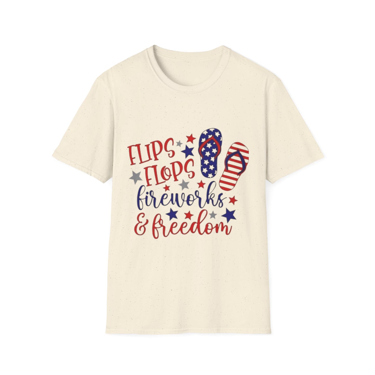 T-Shirt — "Flips Flops Fireworks & Freedom" Patriotic Fourth of July Tee