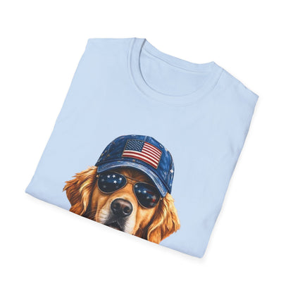 USA Golden Retriever Dog T-Shirt — Patriotic American Flag Tee