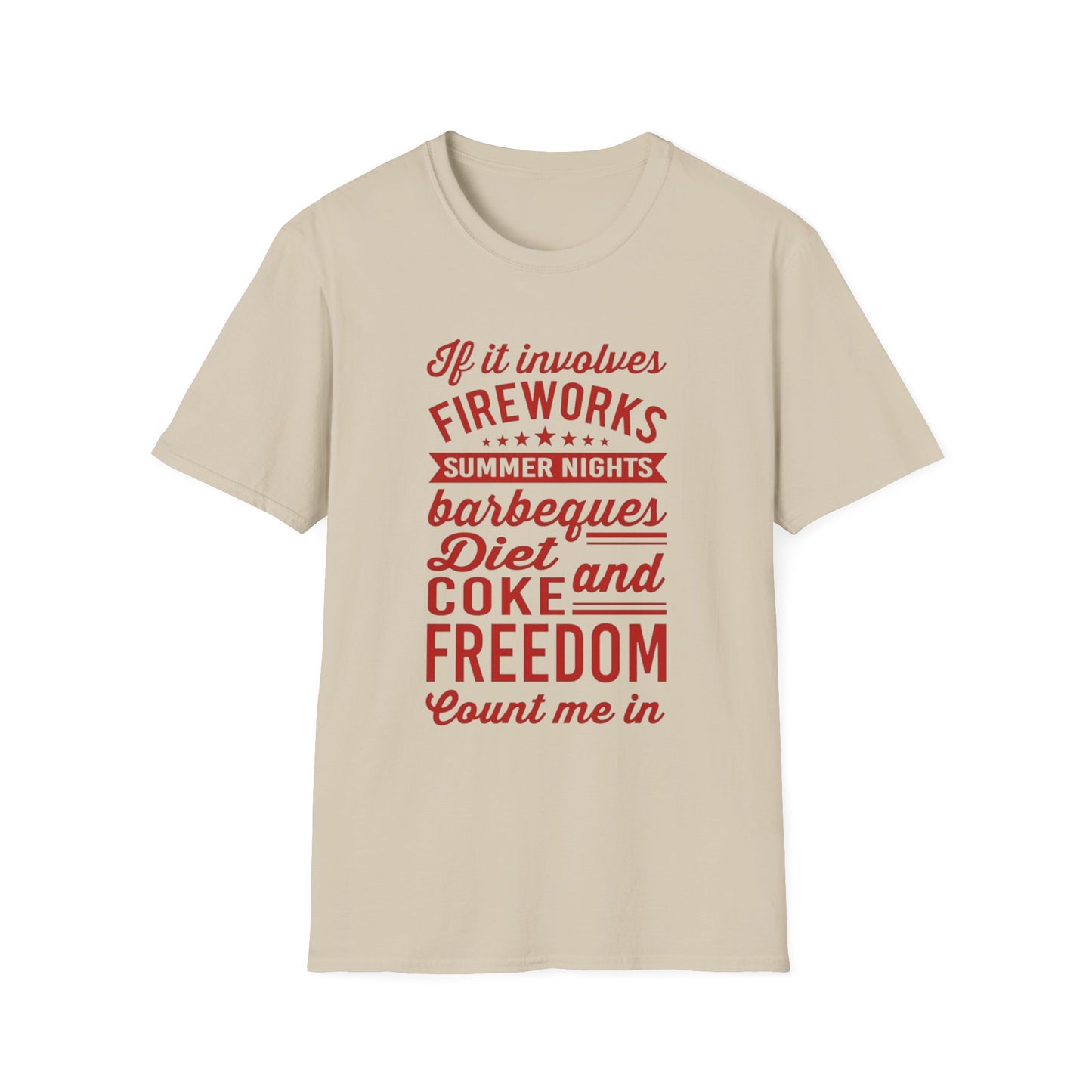 Patriotic Summer T‑Shirt — "If It Involves Fireworks, Summer Nights, Barbeques..."