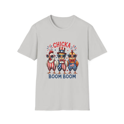 Chicka Boom Boom T-Shirt — Patriotic Trio Chickens 4th of July Tee