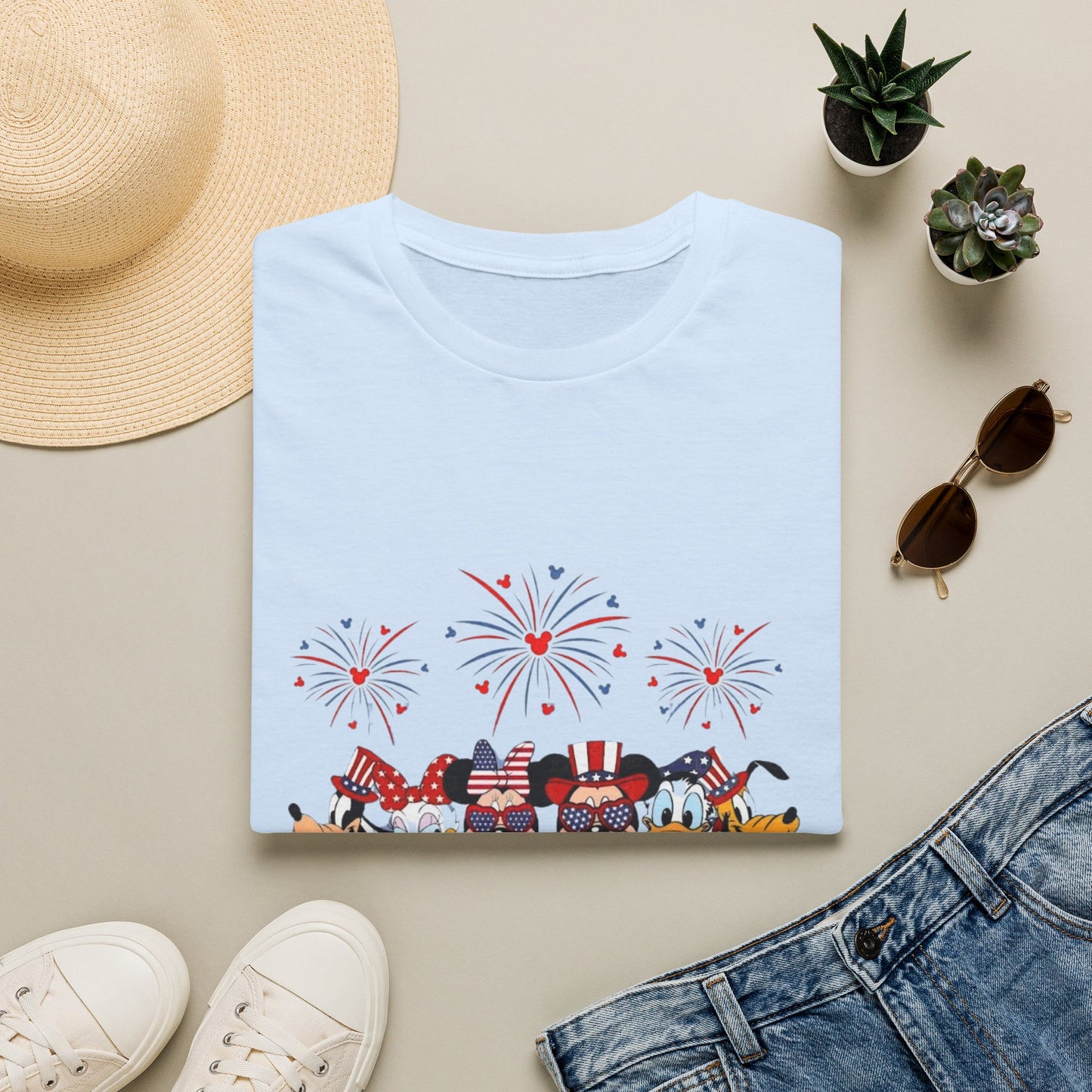 4th of July Graphic T-Shirt — Patriotic Fireworks & USA Icons Tee