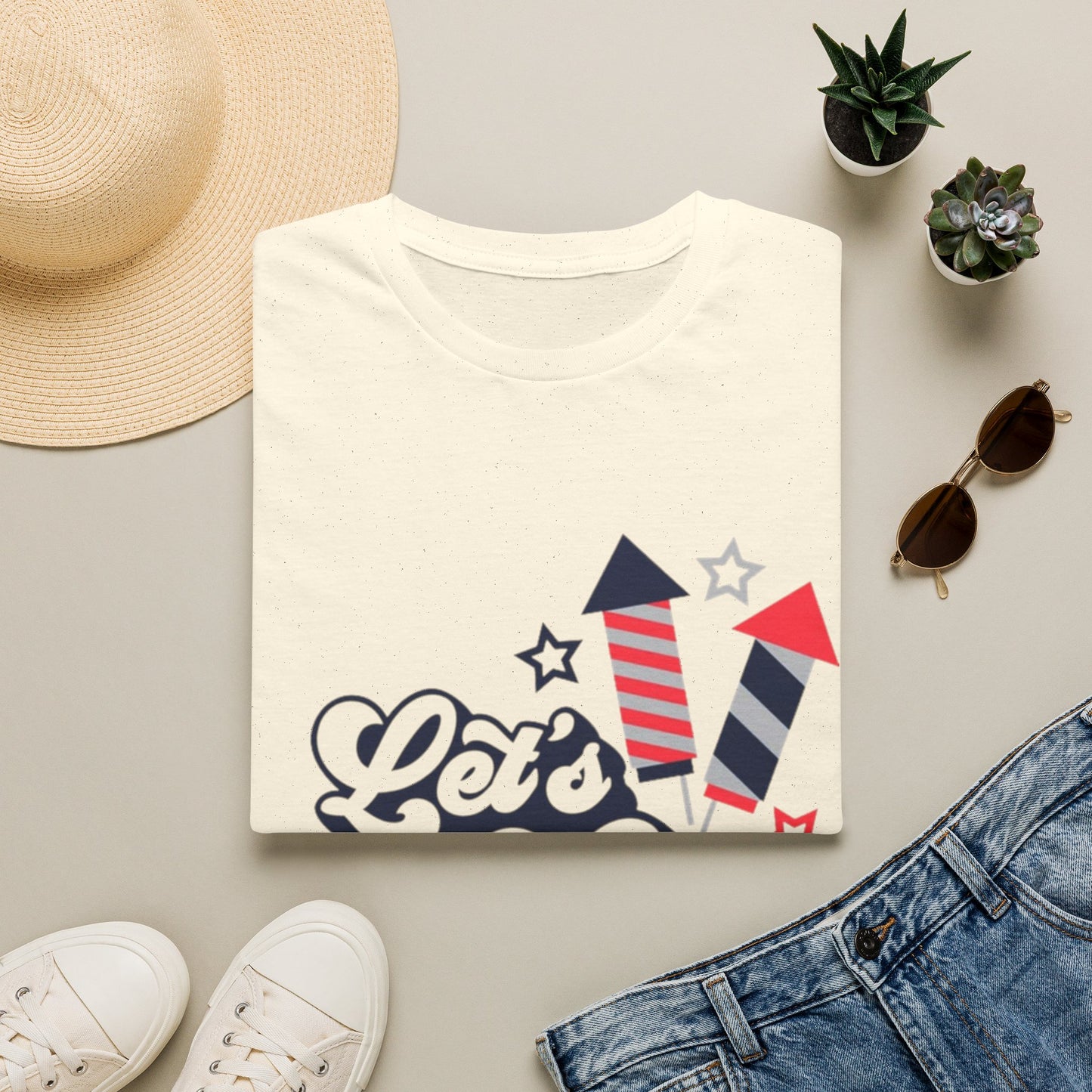 Let's Get Lit Fireworks T-Shirt — 4th of July Patriotic Party Tee