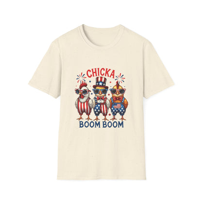 Chicka Boom Boom T-Shirt — Patriotic Trio Chickens 4th of July Tee