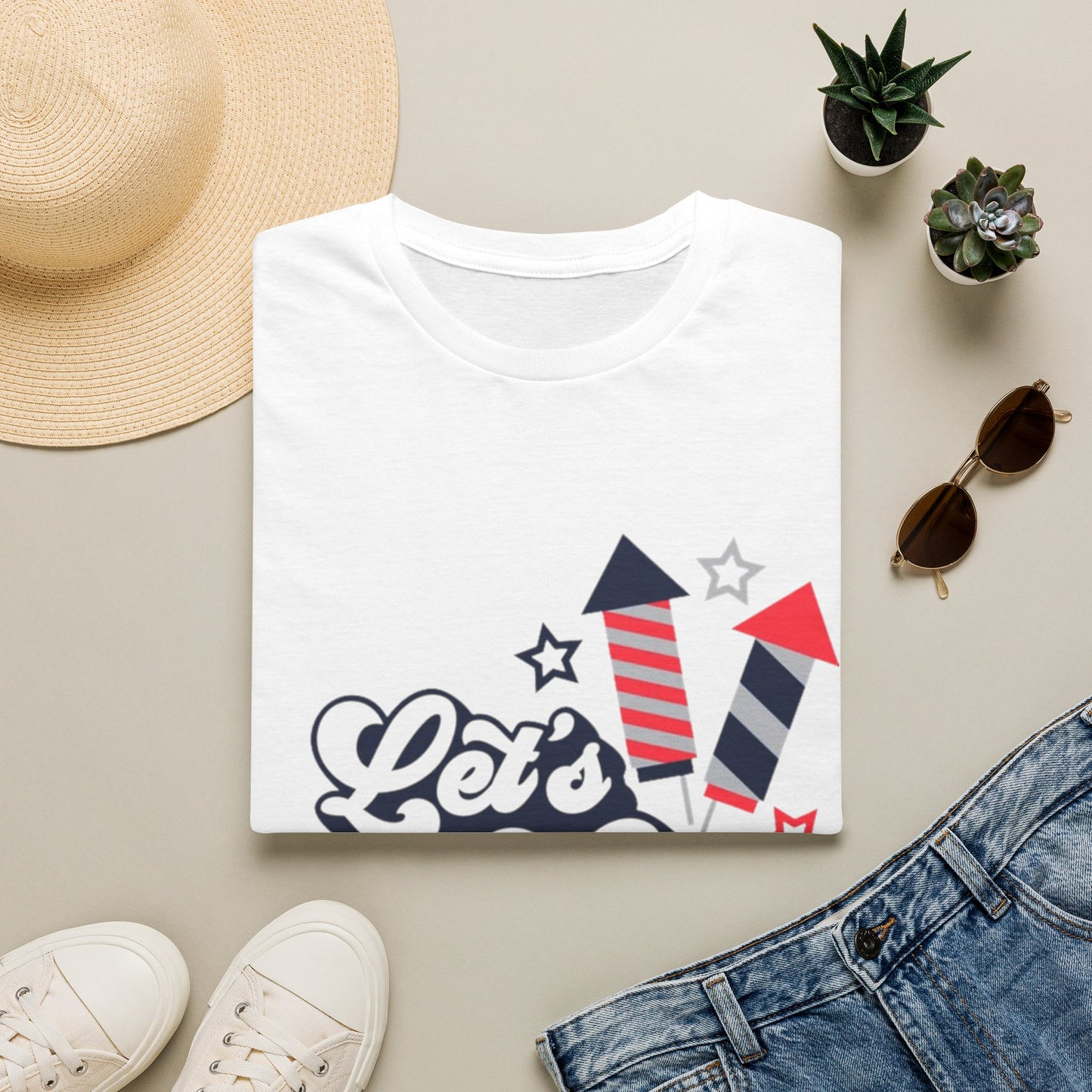 Let's Get Lit Fireworks T-Shirt — 4th of July Patriotic Party Tee