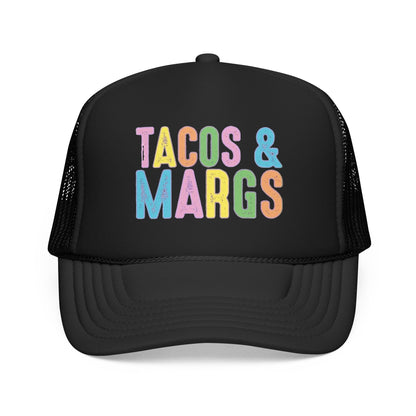Trucker Hat — "Tacos & Margs" Colorful Retro Foam Mesh Cap