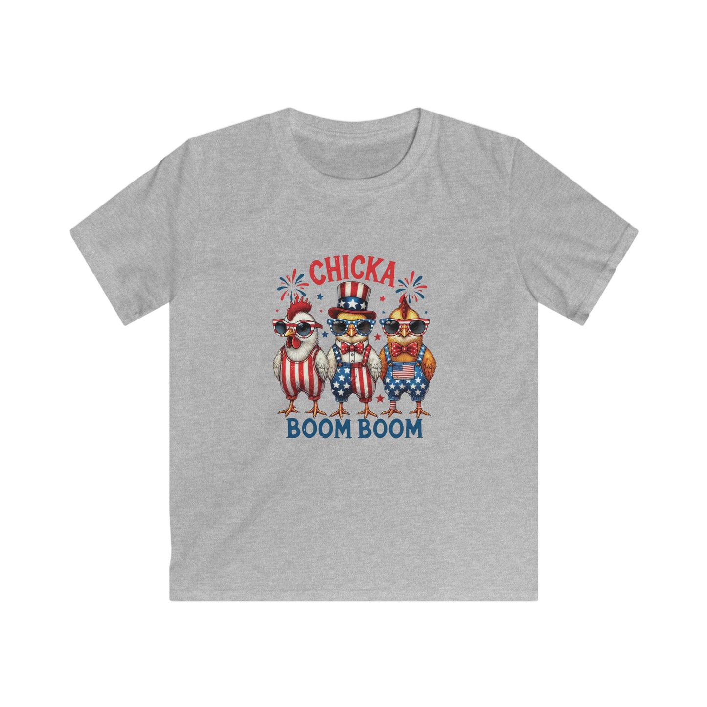 Kids Tee — "Chicka Boom Boom" Patriotic Chicken 4th of July Shirt